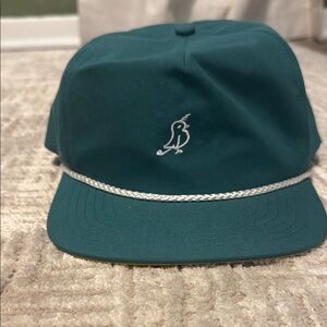 Blue and White Hat with Embroidered Design